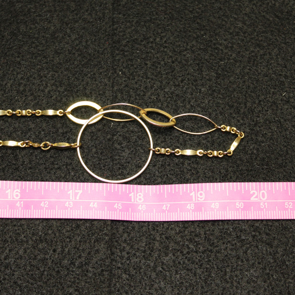 Long Gold Tone Oval Long Short Mixed Link Asymmetrical Simple Classic Necklace - Picture 4 of 6